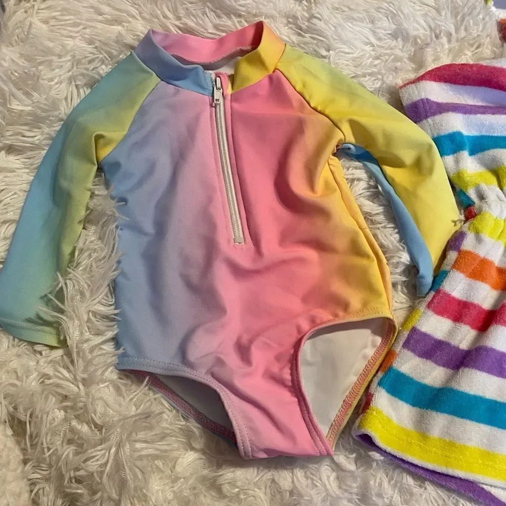 Children’s Place 6-9M Swim Coverup & *NWOT* Shein 6-12M Swim Rash Guard